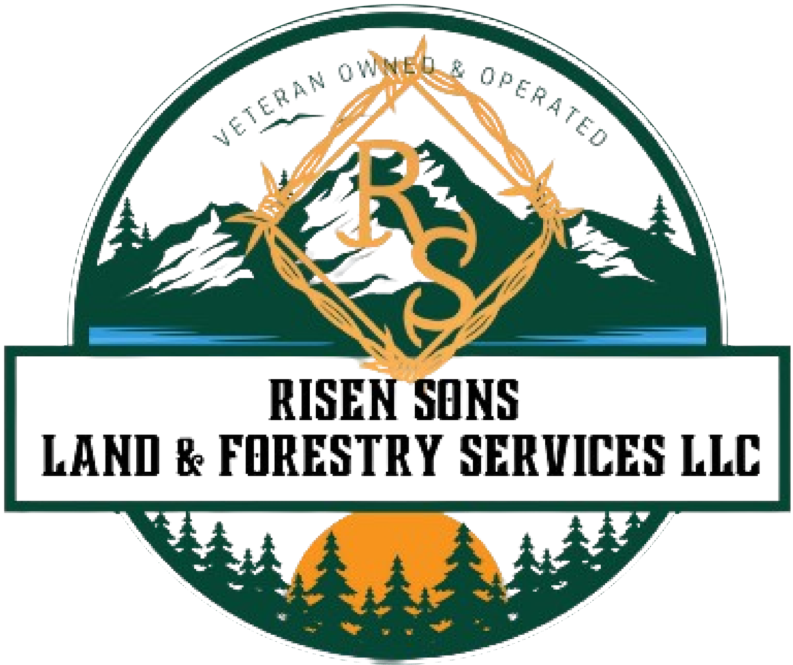 The second version of official logo of Risen Sons Land and Forestry Services for footer of the website.